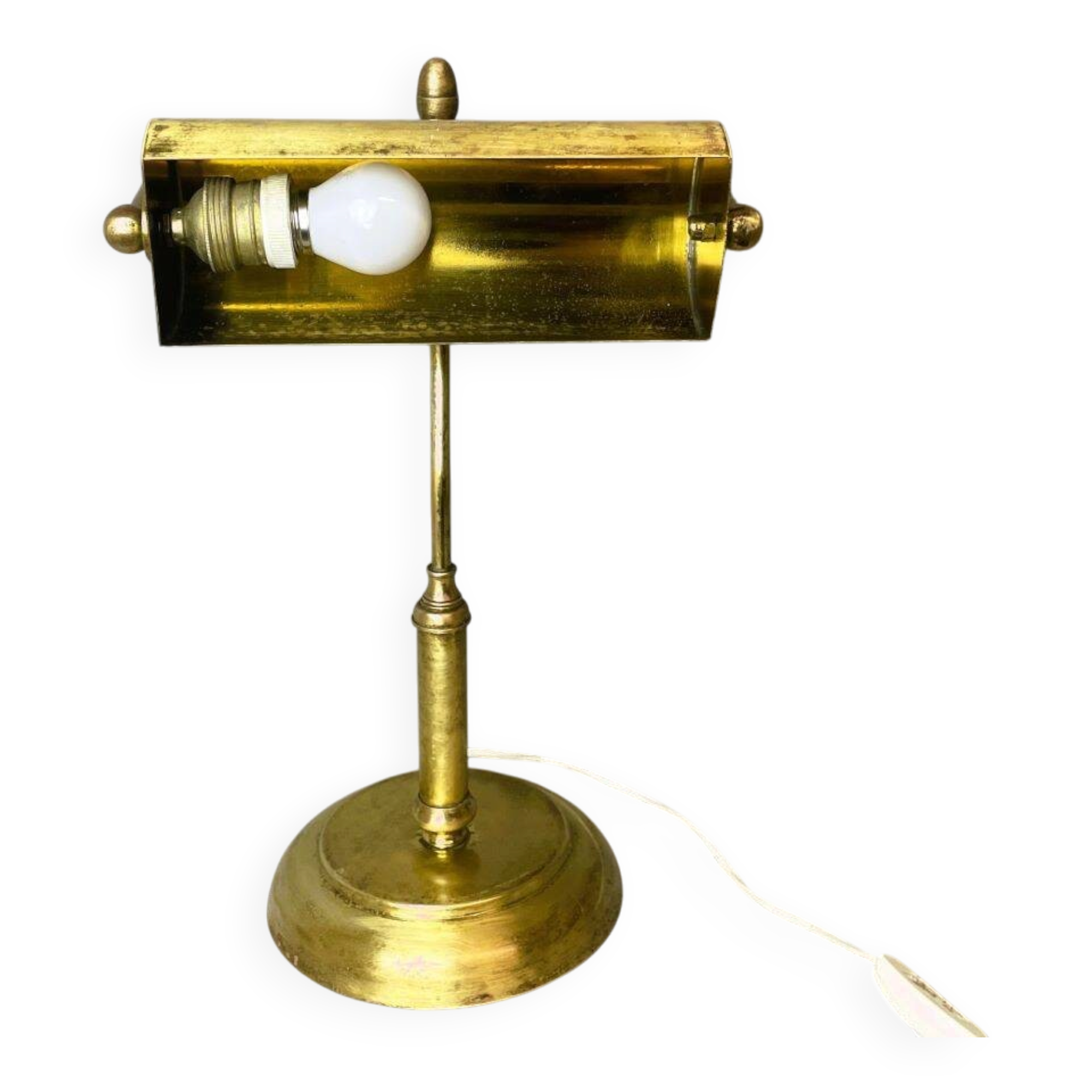 Portuguese brass bankers desk table lamp 1940s