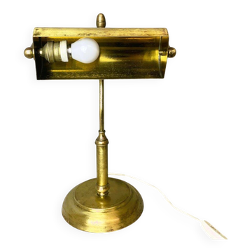 Portuguese brass bankers desk table lamp 1940s