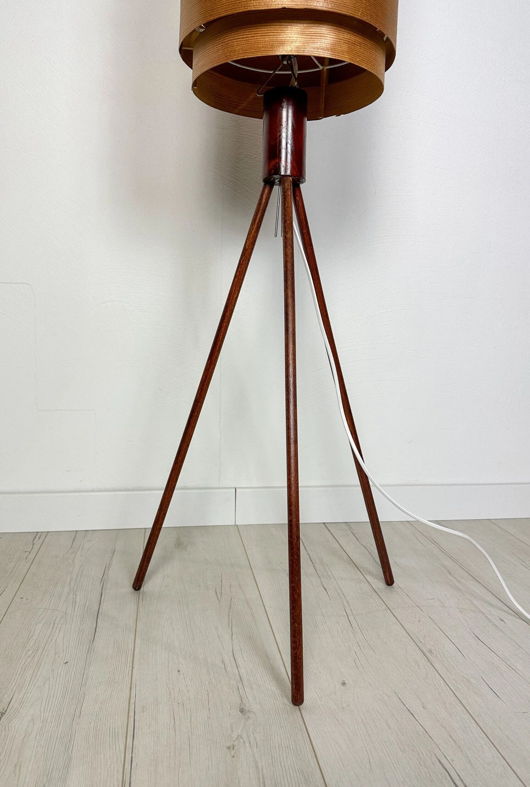 1960s vintage Danish bentwood teak floor lamp