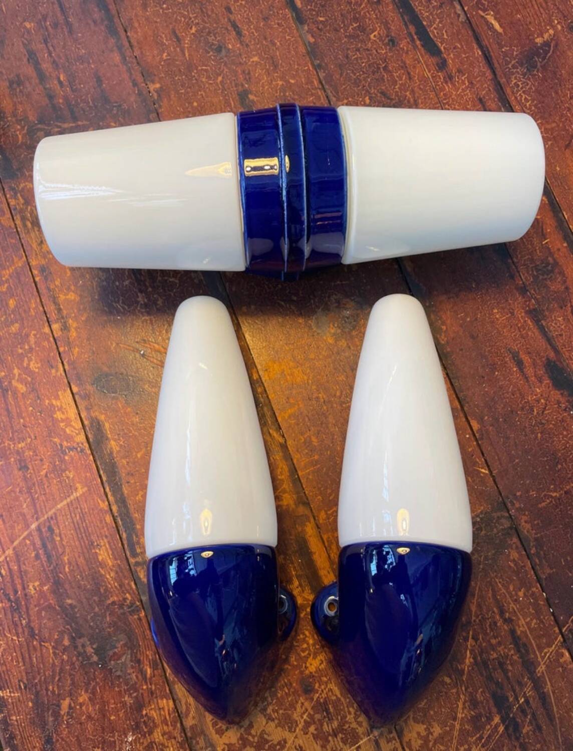 Set of 3 vintage ceramic bathroom lamps from Ifö of Sweden