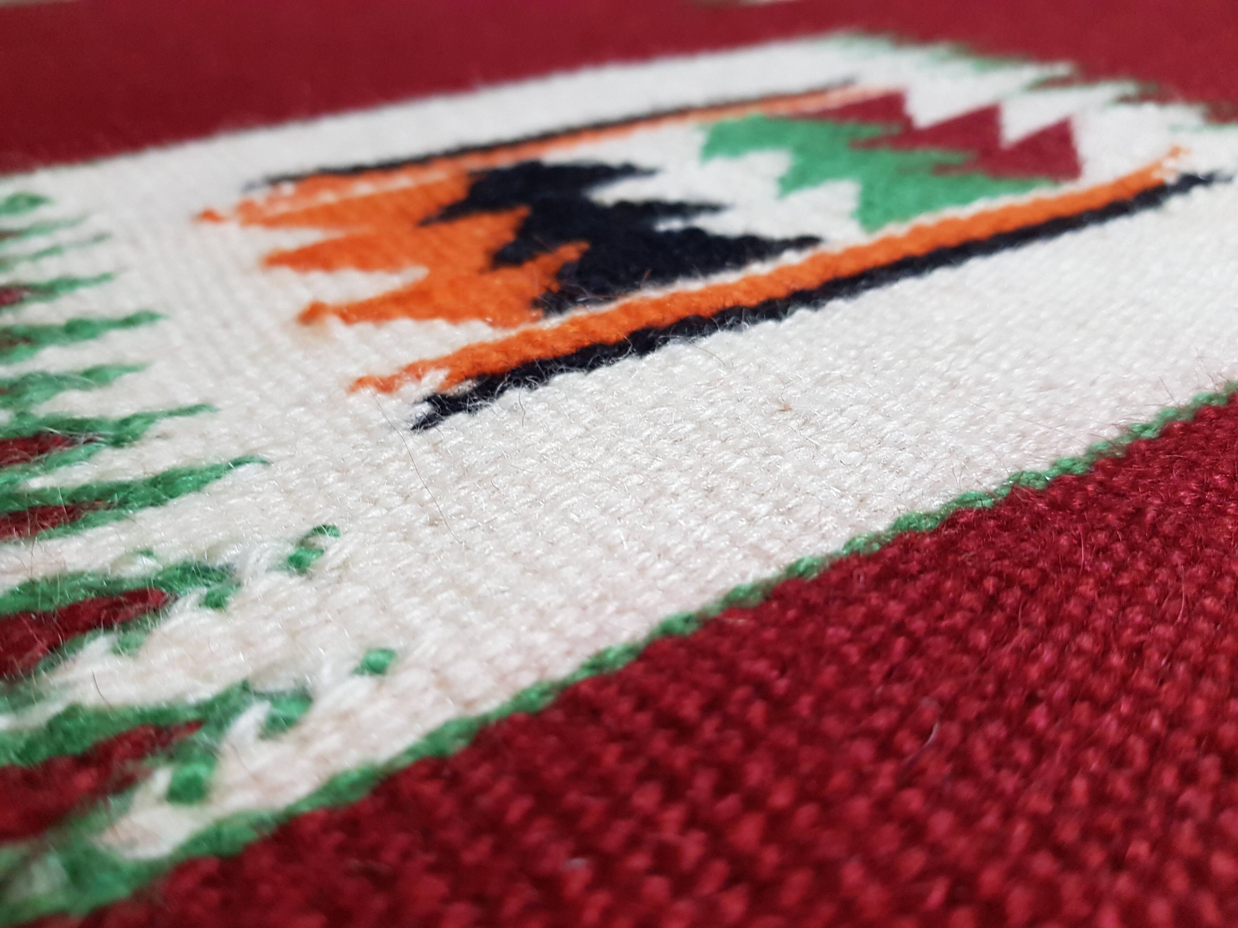 175x100 hand-woven red wool Kilim carpet