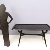 1950s Style Dining Table with Glass Top Lacquered by Enzio Wenk, Italy, 2019