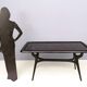 1950s Style Dining Table with Glass Top Lacquered by Enzio Wenk, Italy, 2019