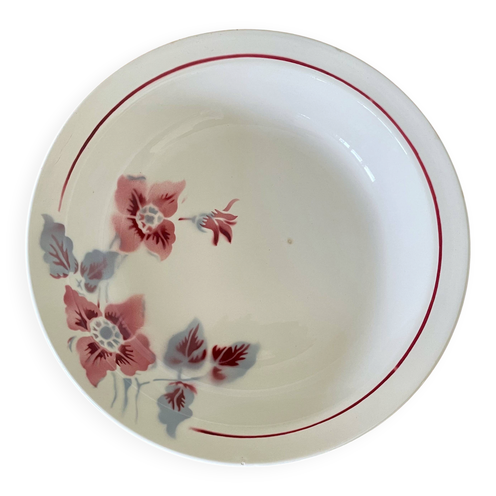 Antique earthenware salad bowl from sarreguemines.