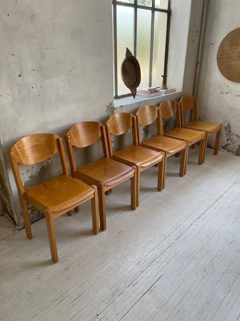 12 80s beech chairs