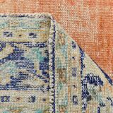 Tapis Bleu Orange 250x350 cm, Grand Tapis Vintage, Tapis Antique Turc.