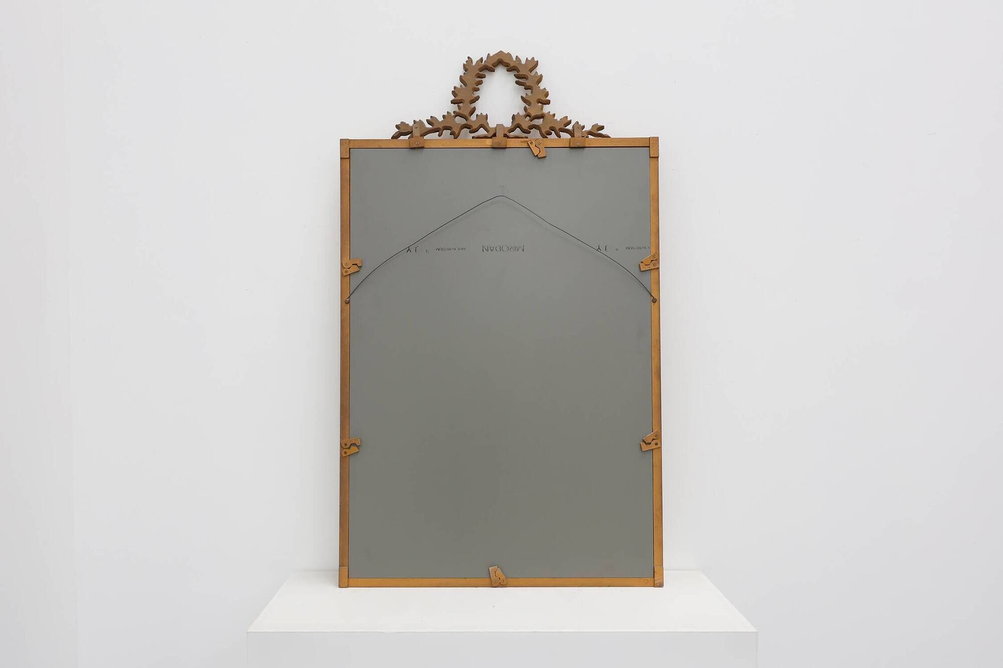 Louis XVI style gilt mirror with laurel wreath crest, Belgium, 20th century