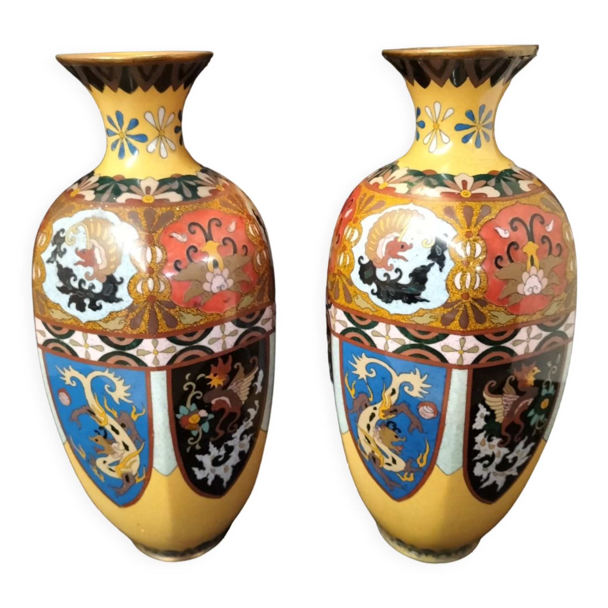Pair of Japanese cloisonné vases late 19th century