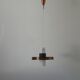 Glass ceiling light with a copper-coloured metal frame, 1960s, Germany.