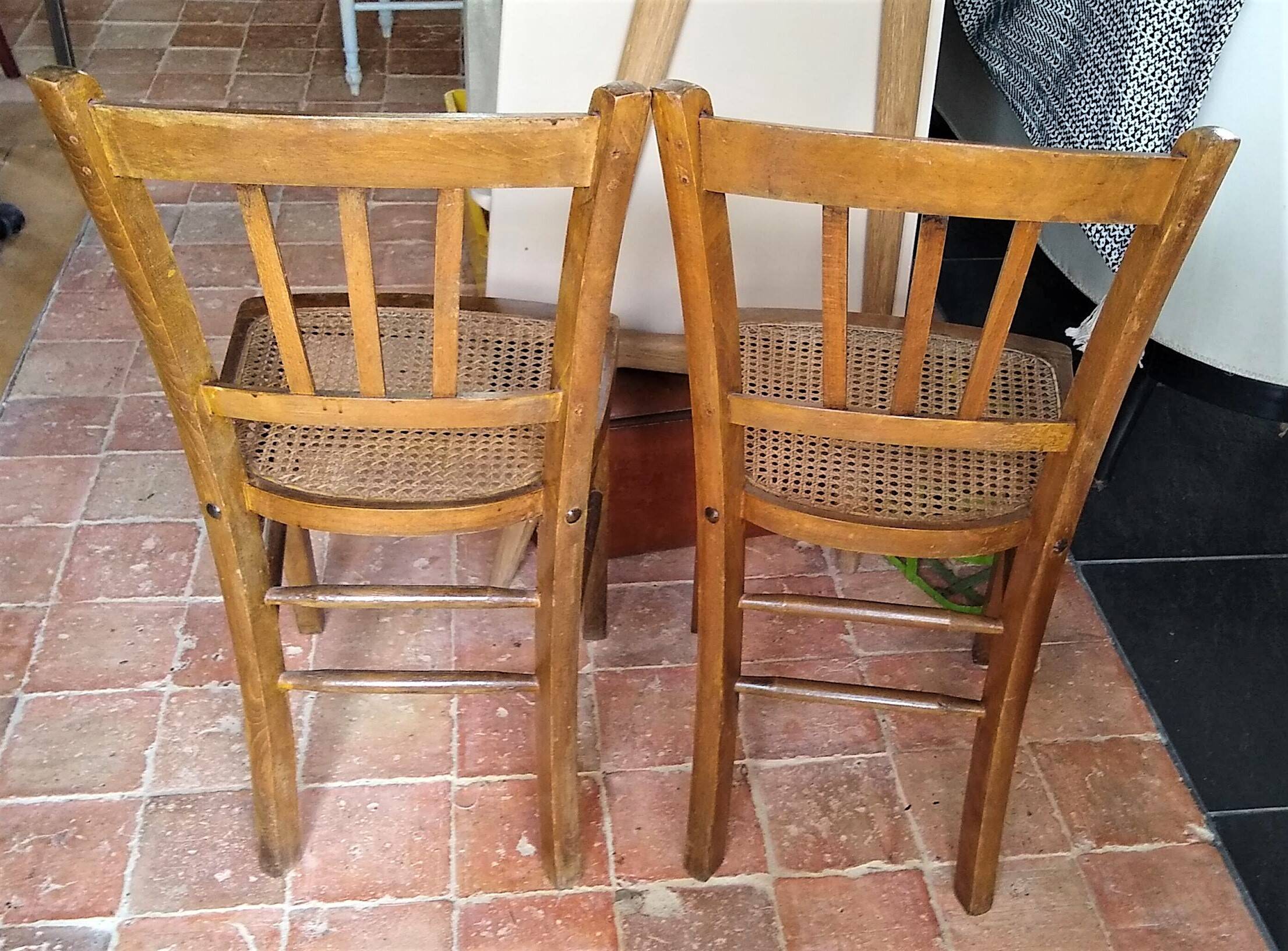 Pair of Luterma bistro chairs with caned seat