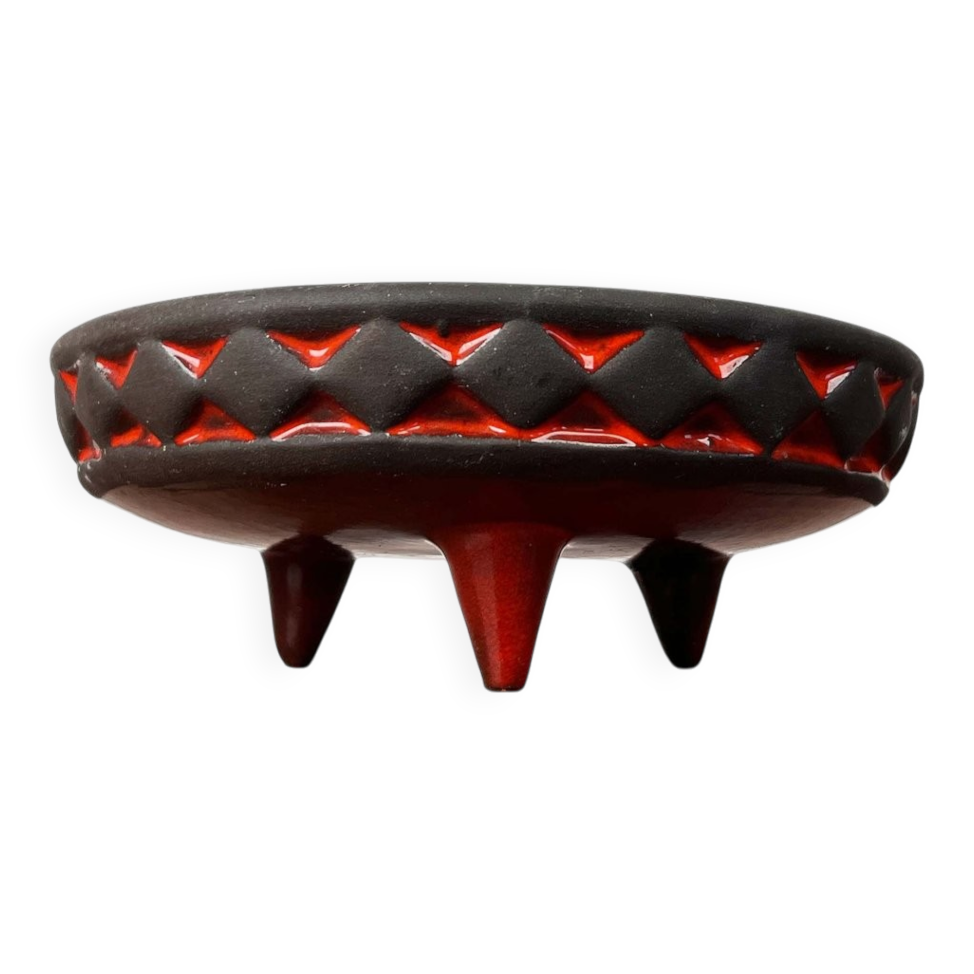 Bol trépied orange en céramique danoise vintage du milieu du siècle du studio Frank Keramik, années 1960