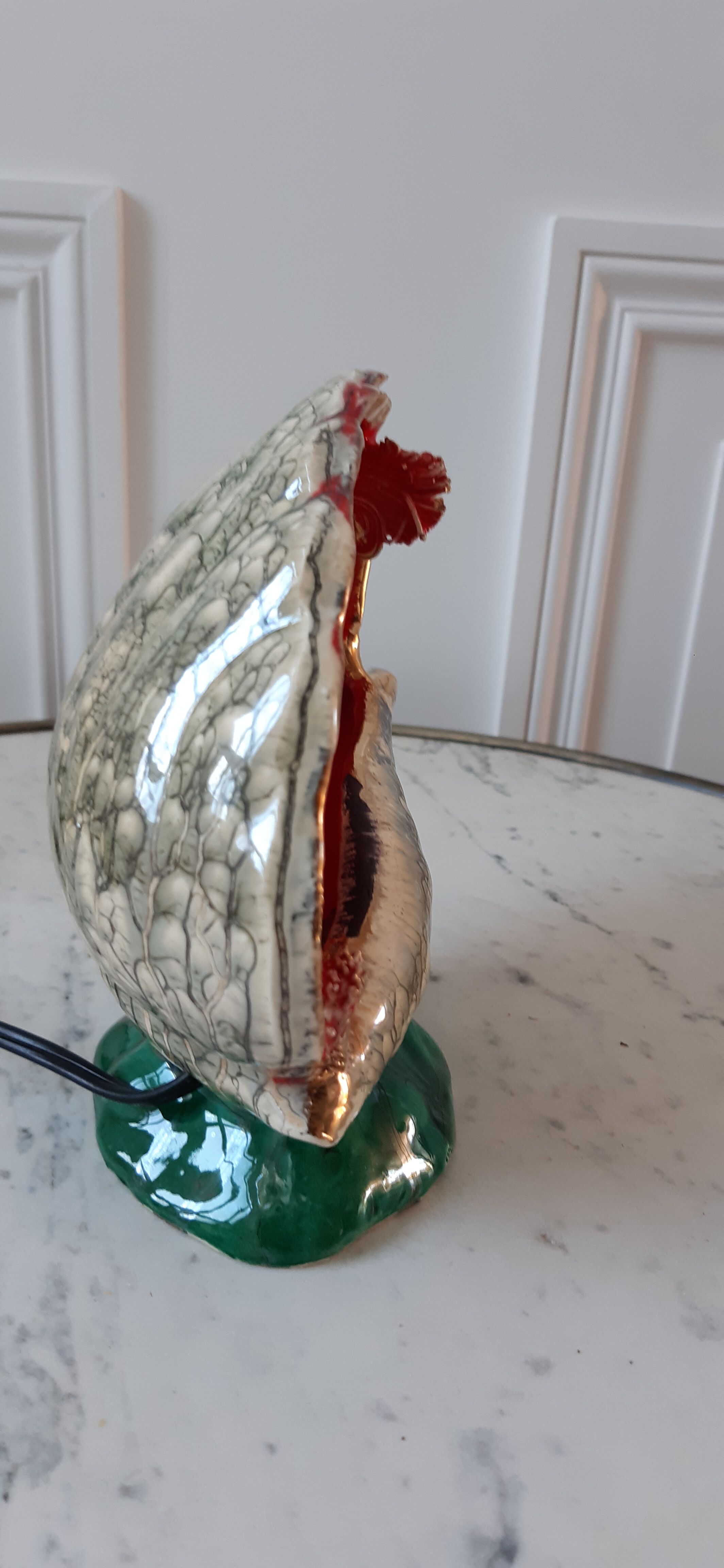 Vallauris ceramic shell lamp 70s