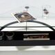 Table basse italienne moderne et contemporaine en métal noirci et plateau en verre