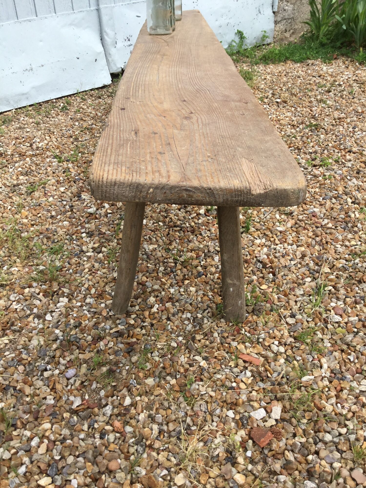 Farm old wooden bench of the 1950s