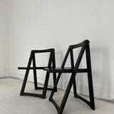 Pair of wooden folding chairs in the style of Aldo Jacober