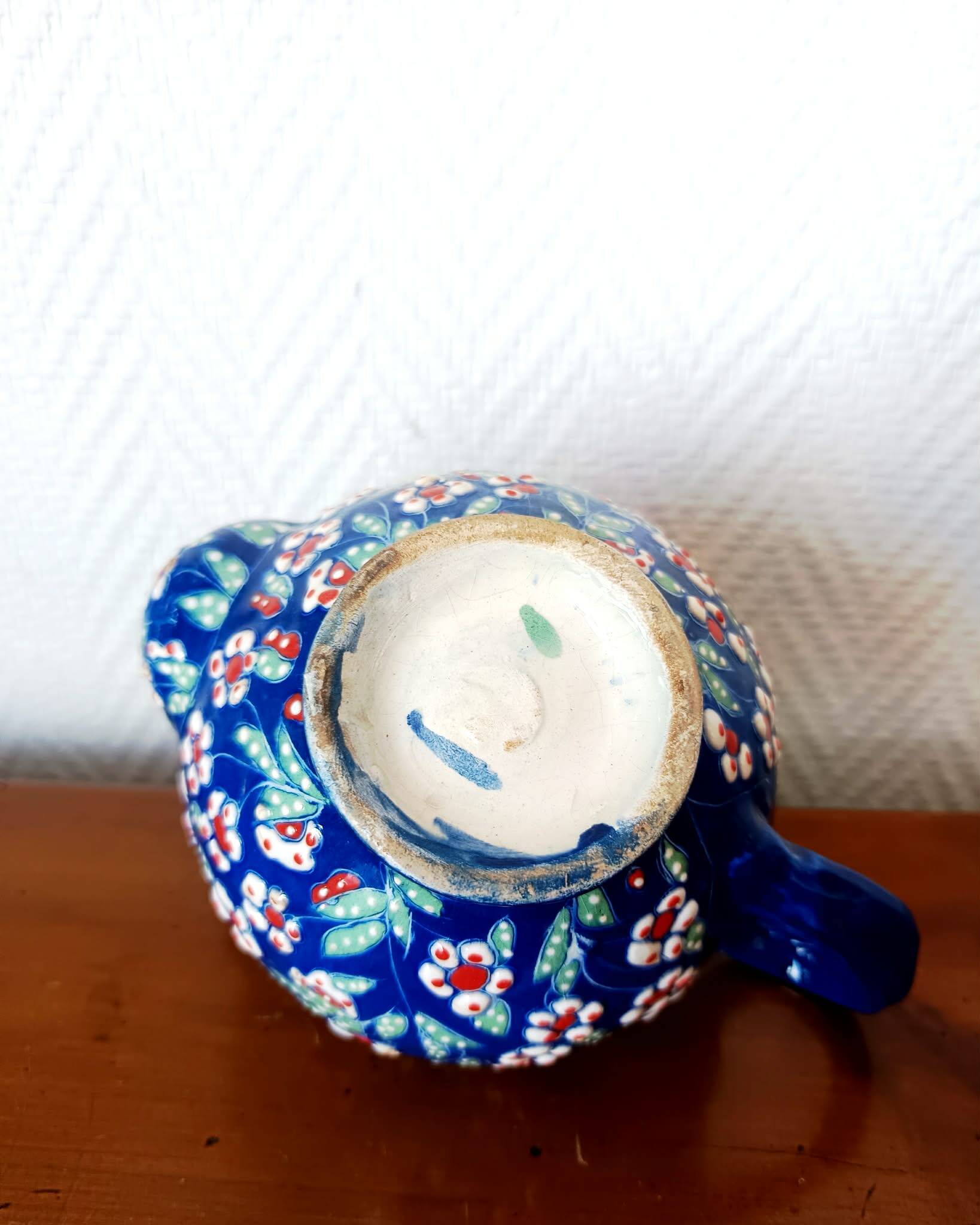 Vintage enamel ceramic teapot