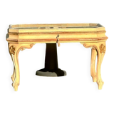 Coffee table/display cabinet in painted polychrome wood.