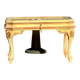 Table basse, vitrine d’exposition en bois peint polychrome