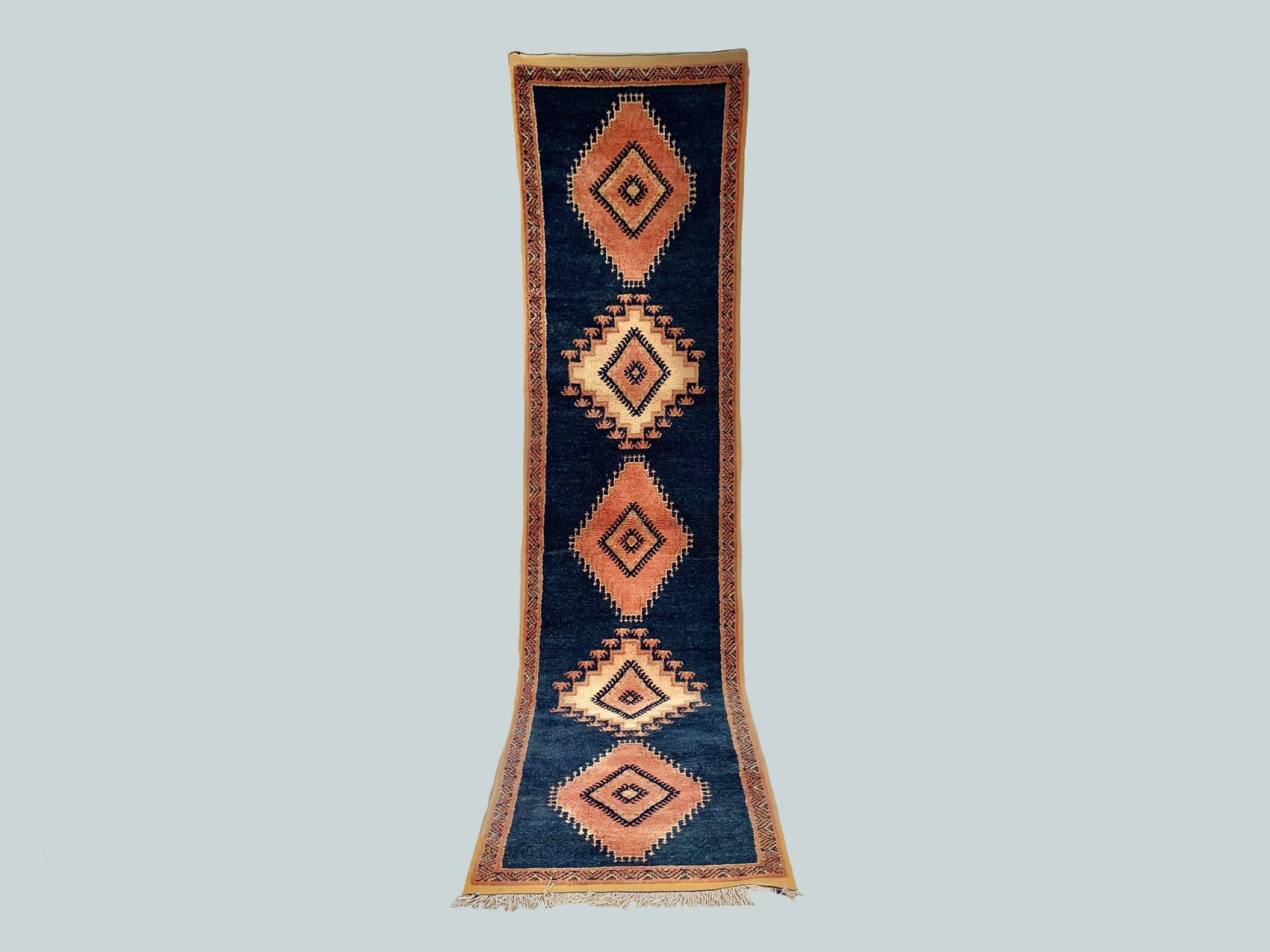 Taznakht blue moroccan wool runner rug