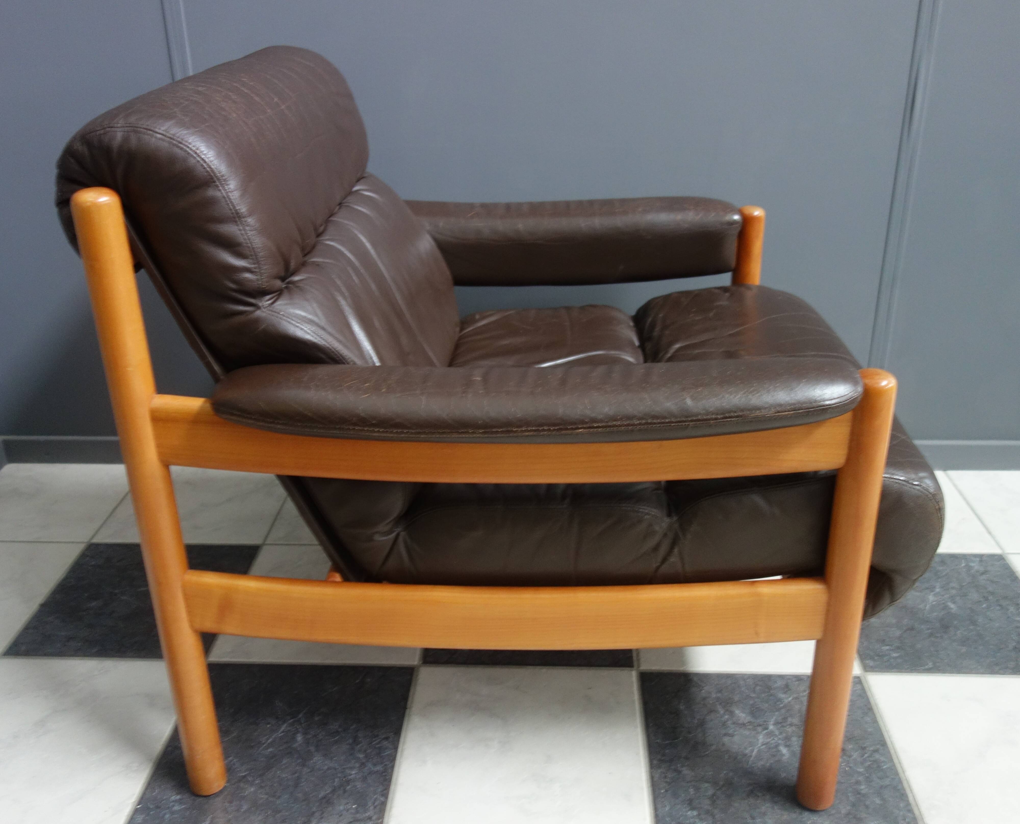Brown Leather armchair 1970s