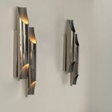 Paire d’appliques doubles vintage en métal chromé par Delightfull Galiano