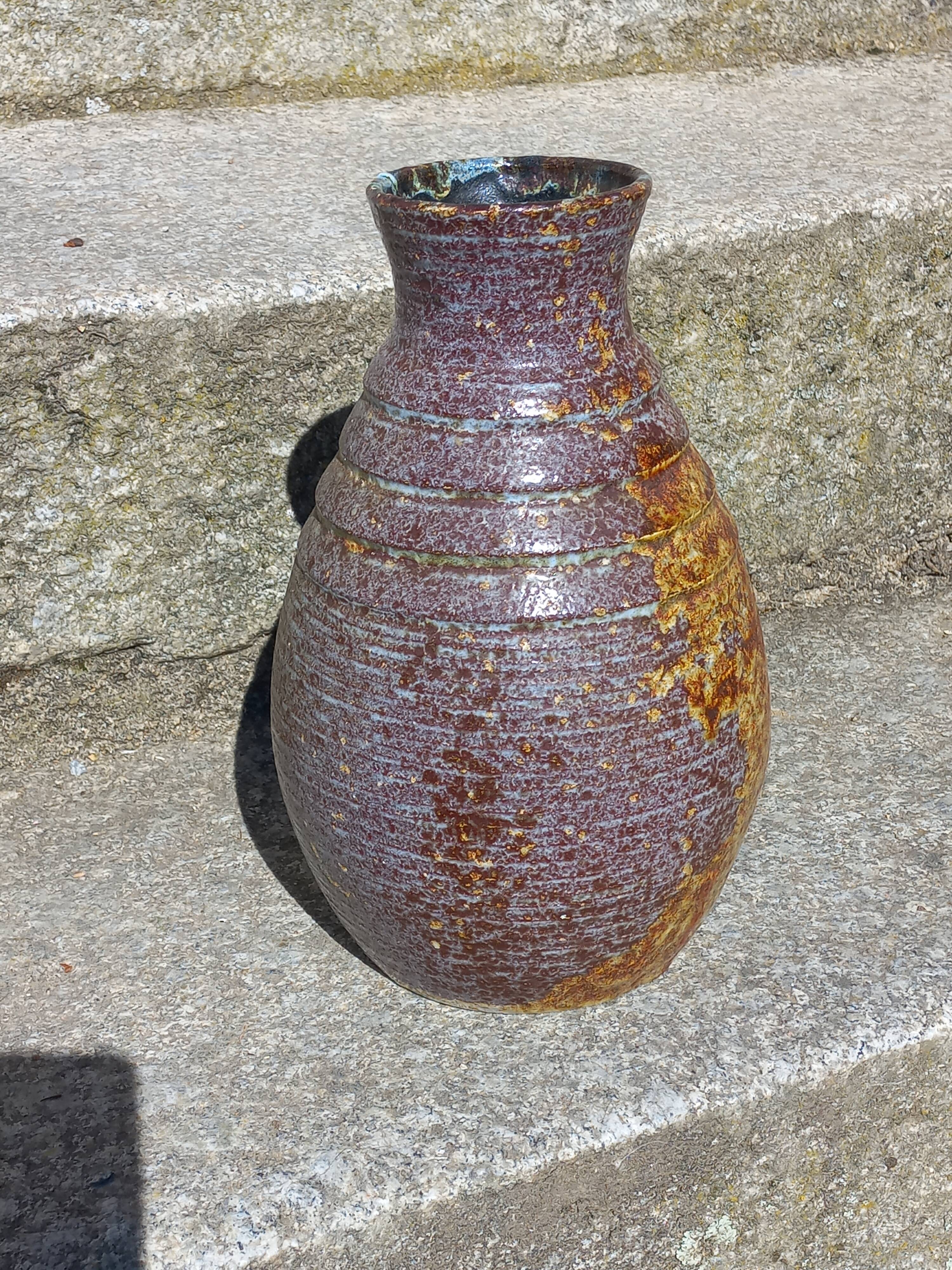 Ceramic vase from Accolay, 27cm, from the 1970s.