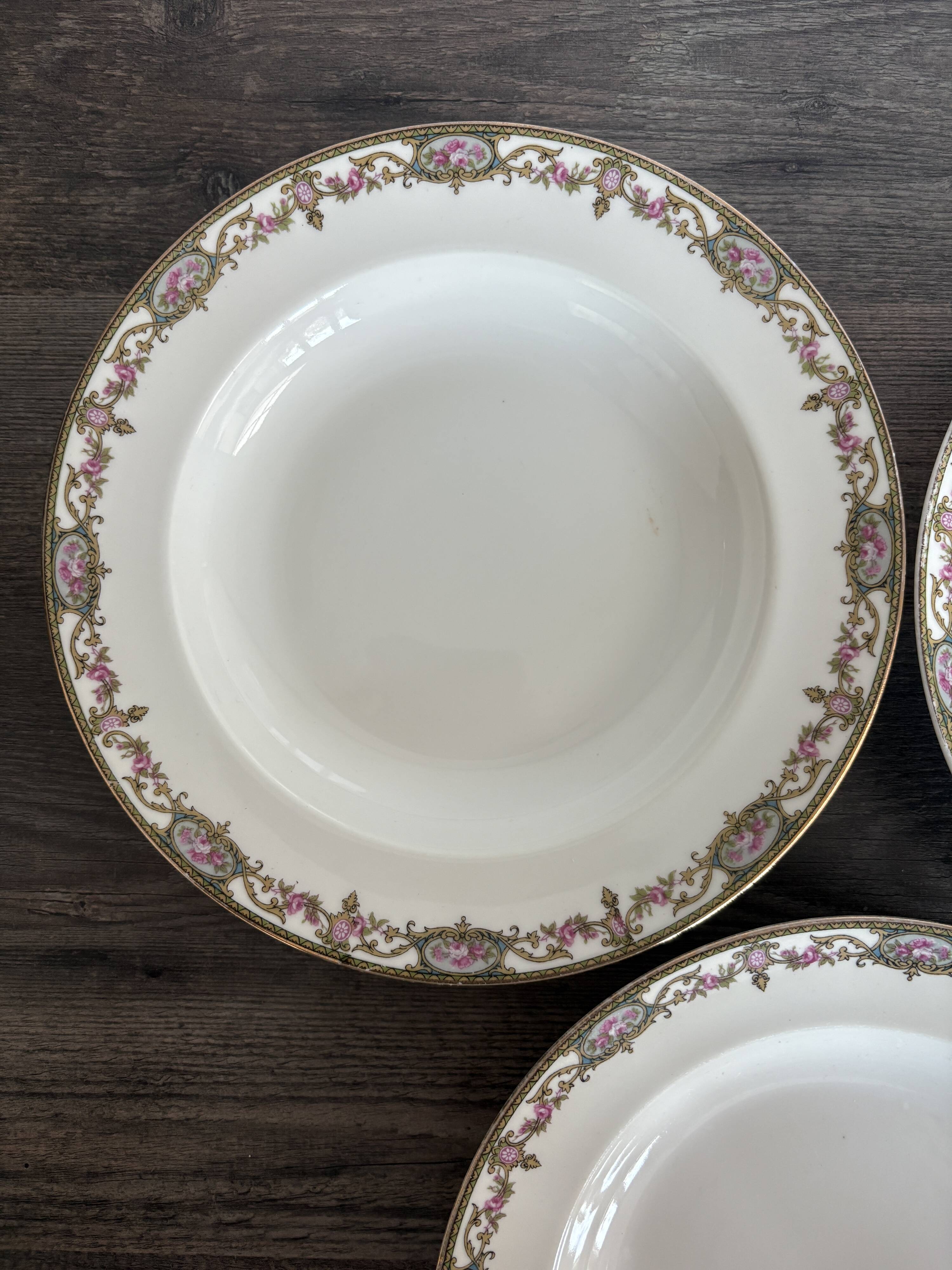 Set of three deep plates Limoges L.S. Floral Belle Époque decoration