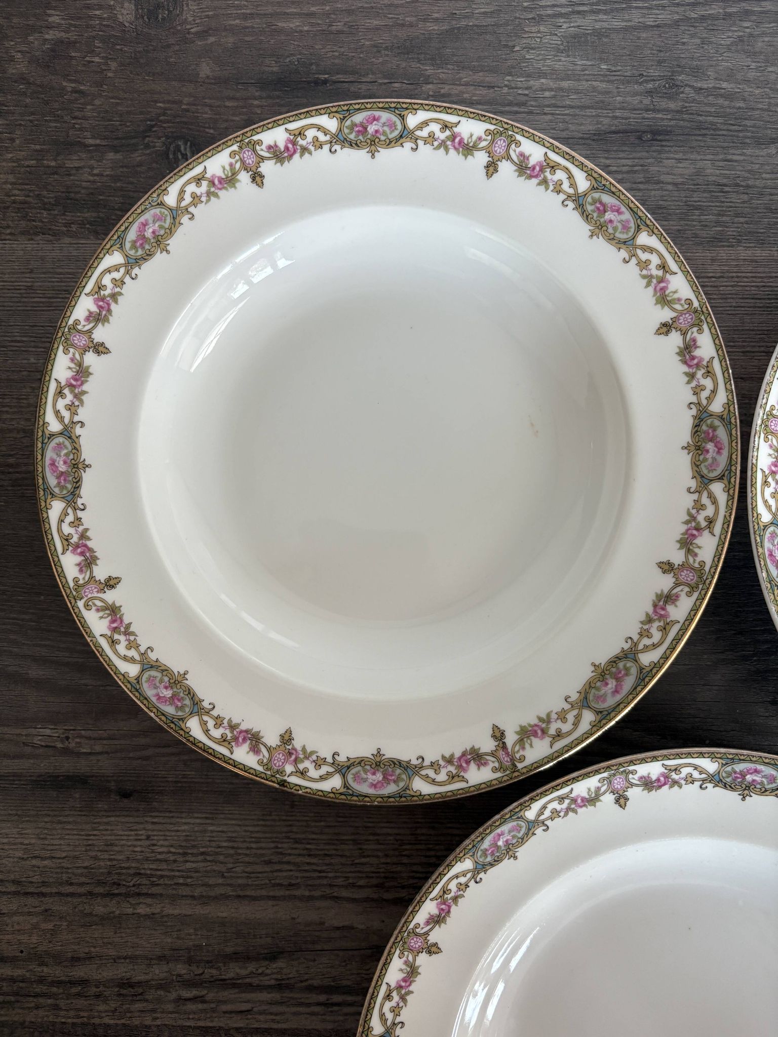 Set of three deep plates Limoges L.S. Floral Belle Époque decoration