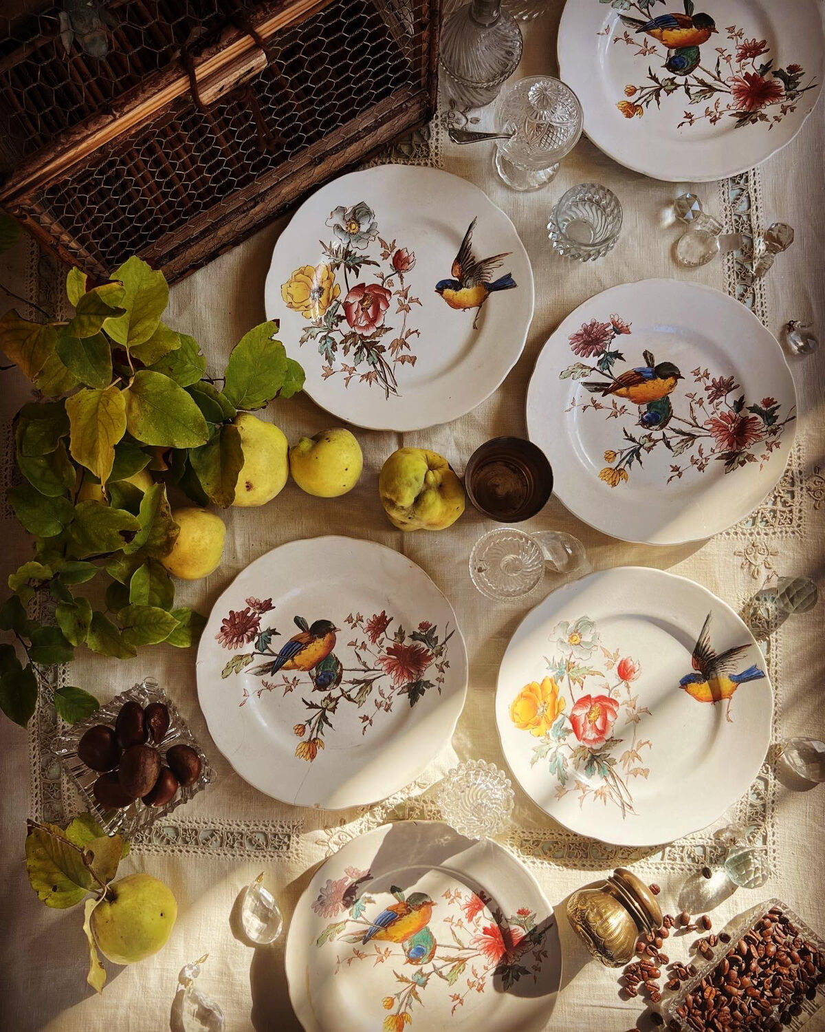 6 polychrome flat plates HB&Cie Choisy Le Roi
