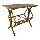 Vintage rattan coffee table with magazine racks