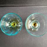 Glassware-crystallery of Portieux - 1 broc and 2 glasses - Napoleon III - Colored blown glass - G