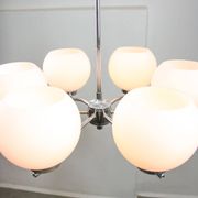 Lustre vintage en chrome et opaline, italie, 1970s