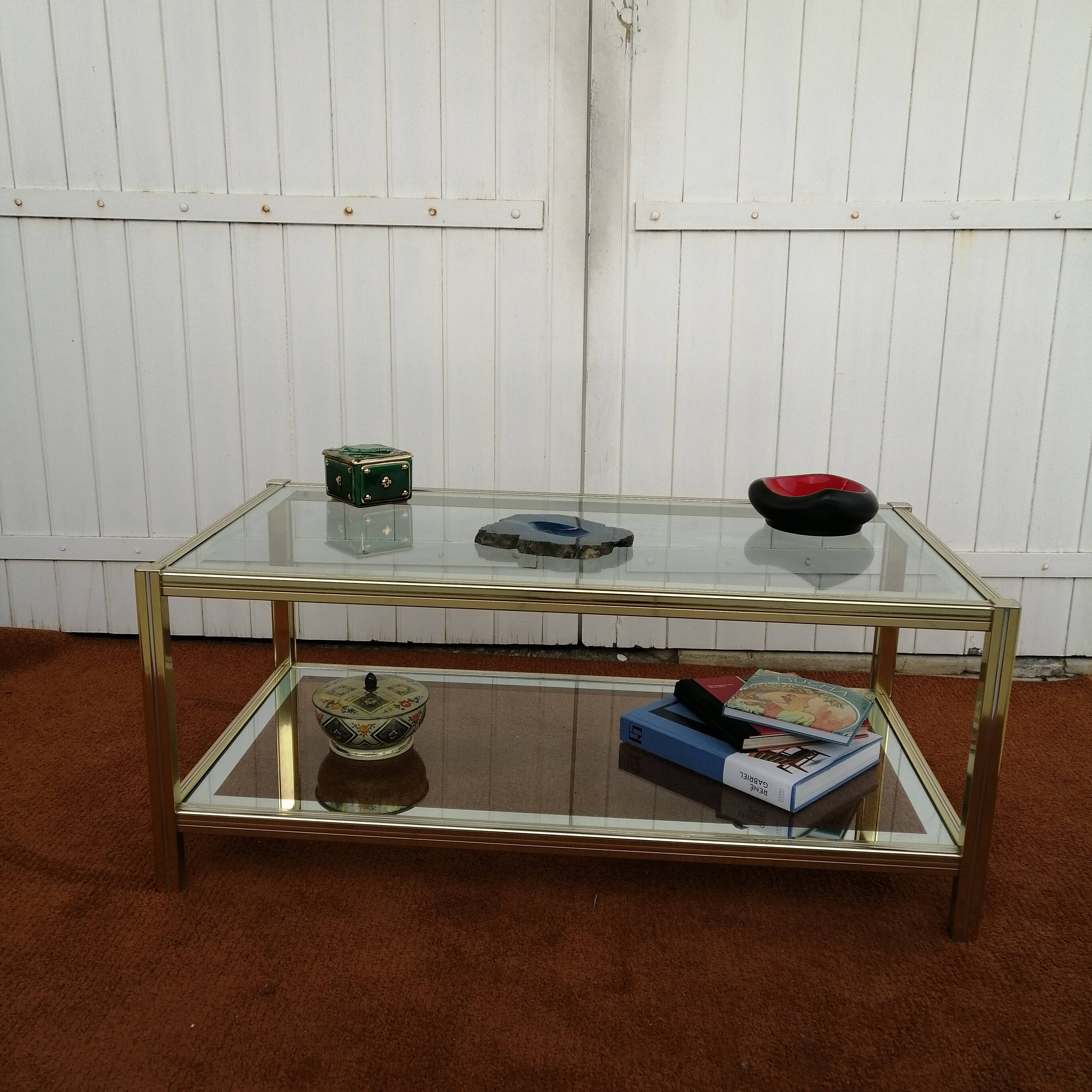 Jansen & Pierre Vandel spirit glass coffee table from the 60s