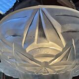 Art Deco suspension in moulded-pressed glass with geometric decoration signed Degué.