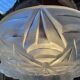Art Deco suspension in moulded-pressed glass with geometric decoration signed Degué.