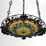 Art Deco wrought iron chandelier by Augustin Louis Calmels, France, Circa 1920