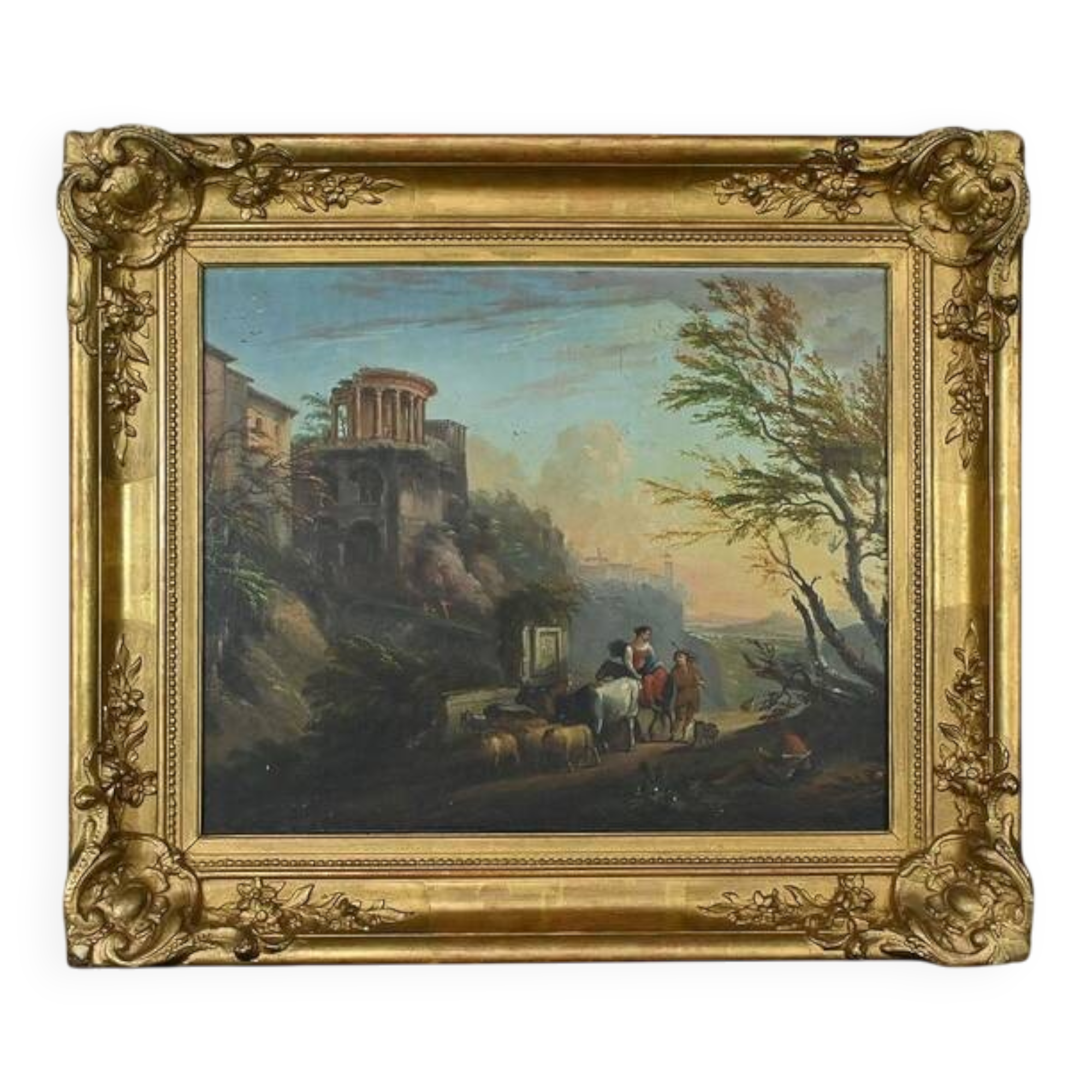 Painting “The Temple of Tivoli”, Italy – Late 19th century