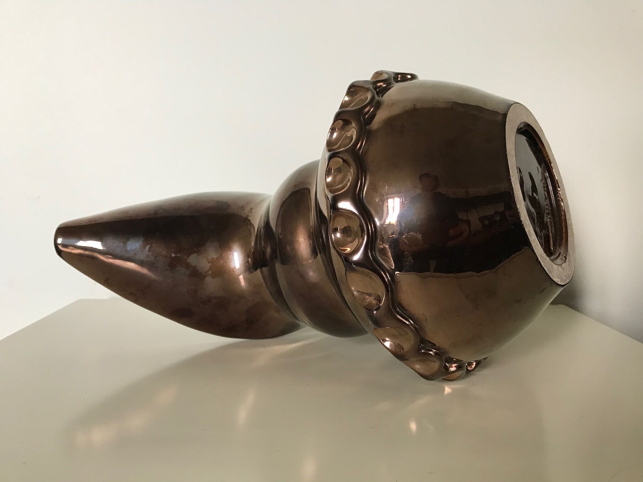 Pitcher ceramic iridescent signed Vallauris Giraud