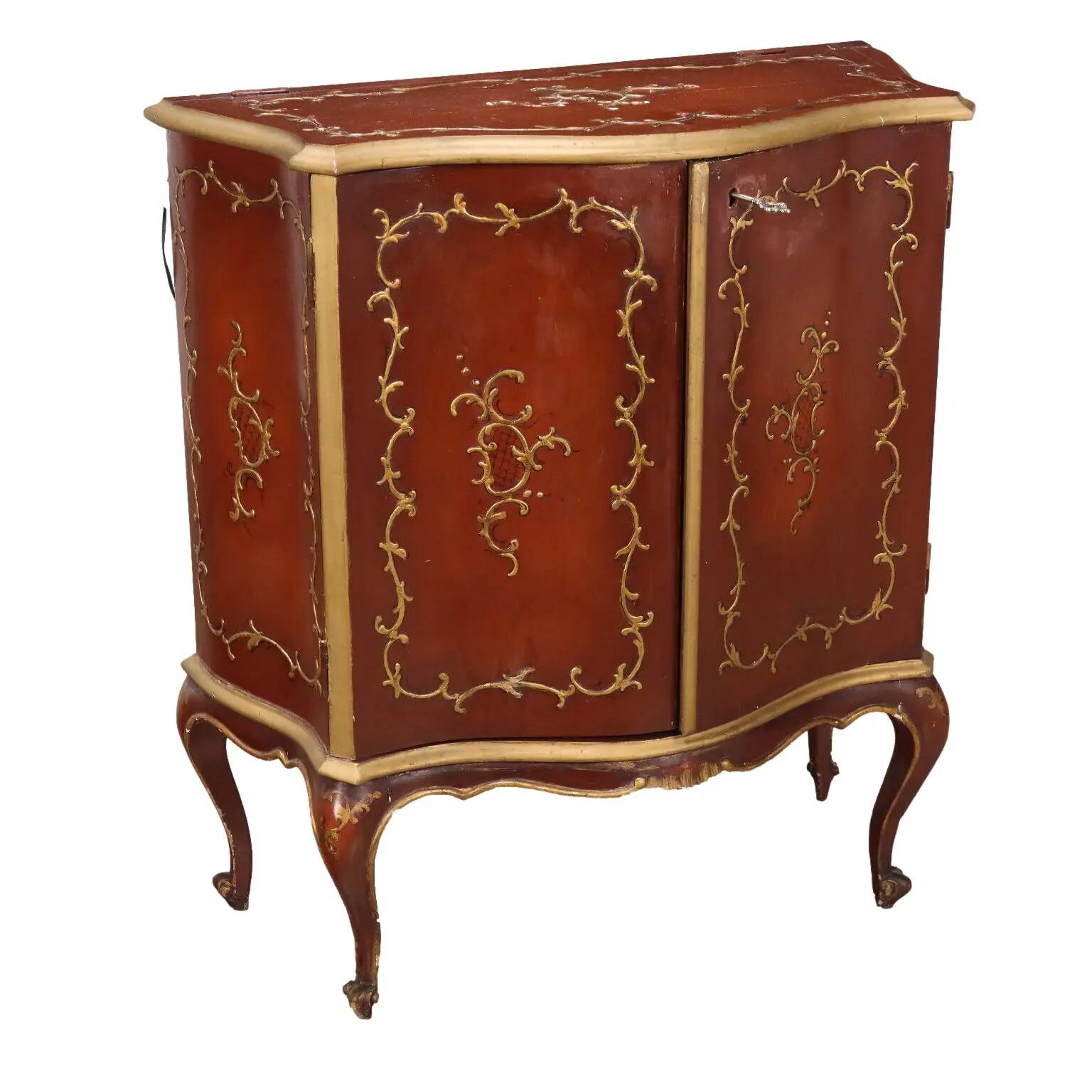 Vintage bar cabinet in baroque style, gilded wood, Italy, 20th century.