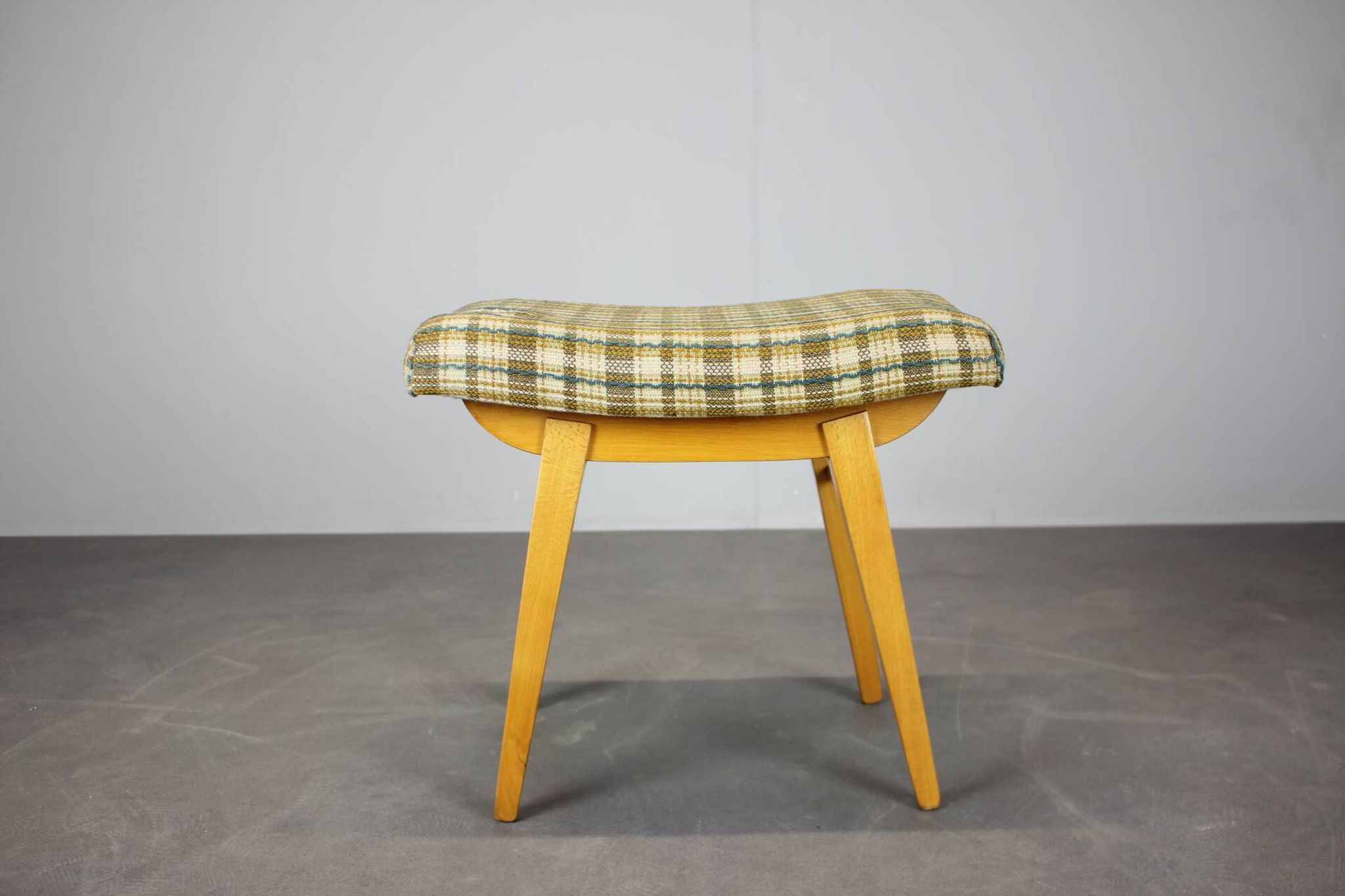 Mid-Century Upholstered Stool or Footstool, Czechoslovakia, 1970