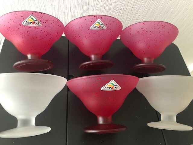 6 colorful ice cream/fruit cups