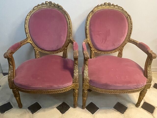 Pair of armchairs Louis XVI style Napoleon III