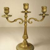 Three-light brass candlestick