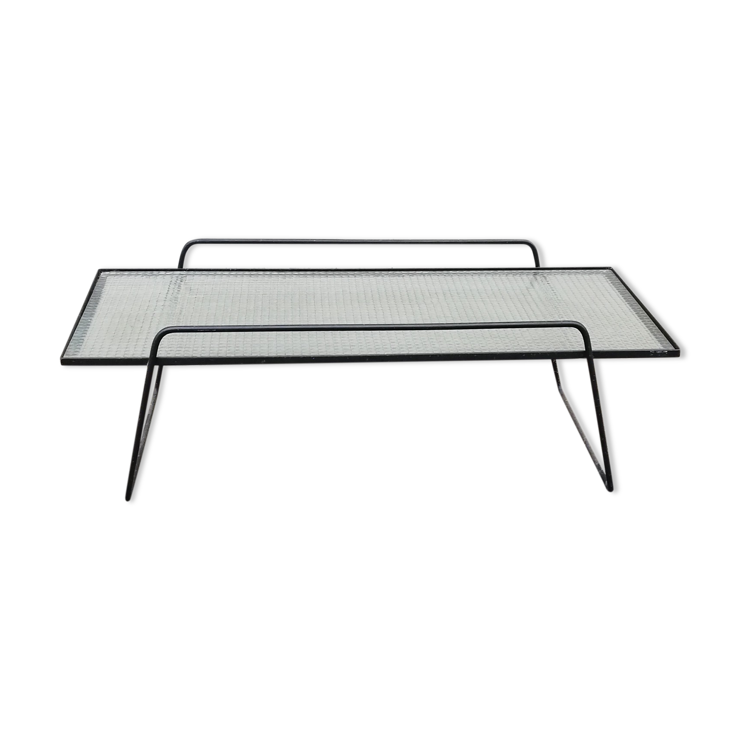 Table basse vintage fer forgé et verre