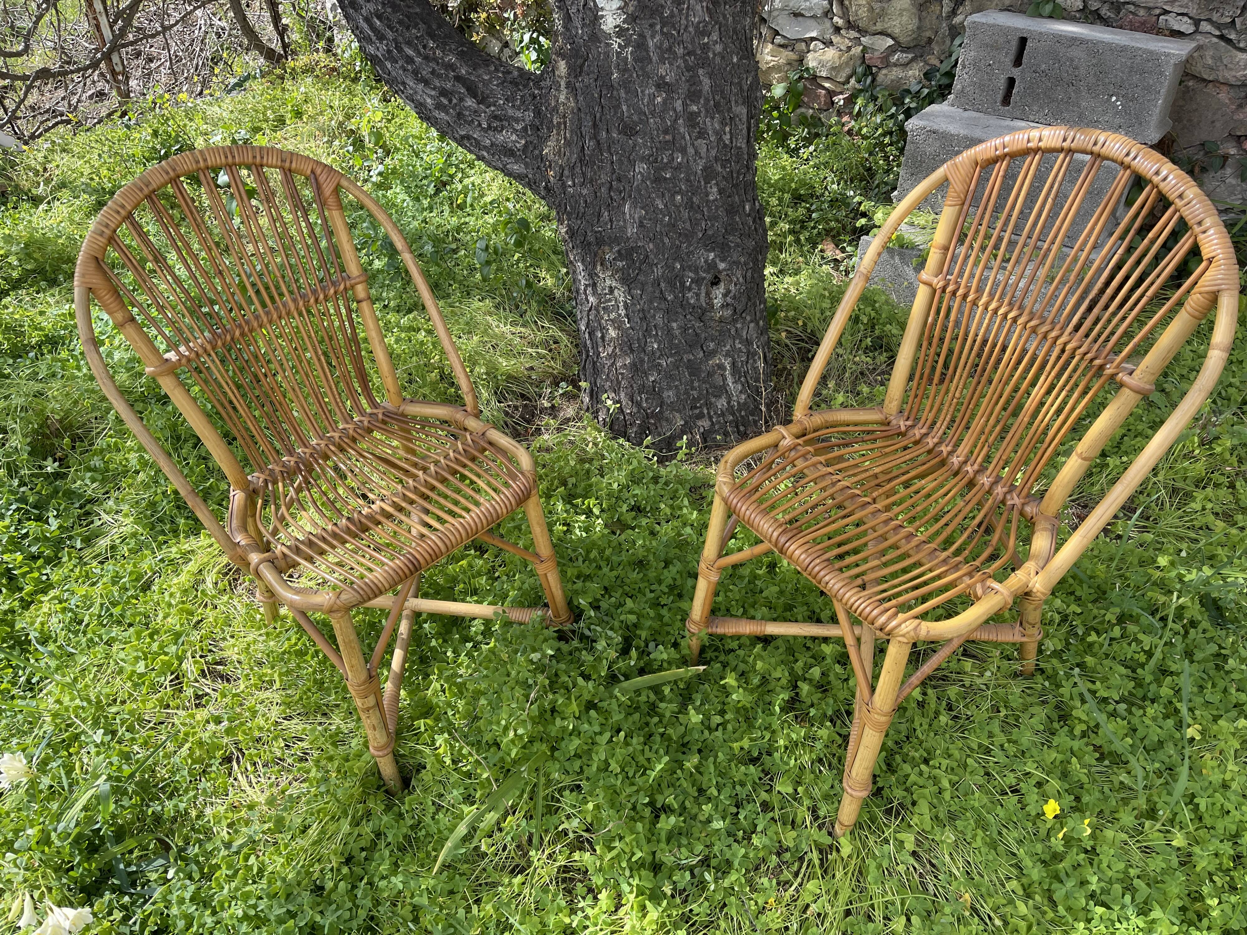 Paire de chaises rotin
