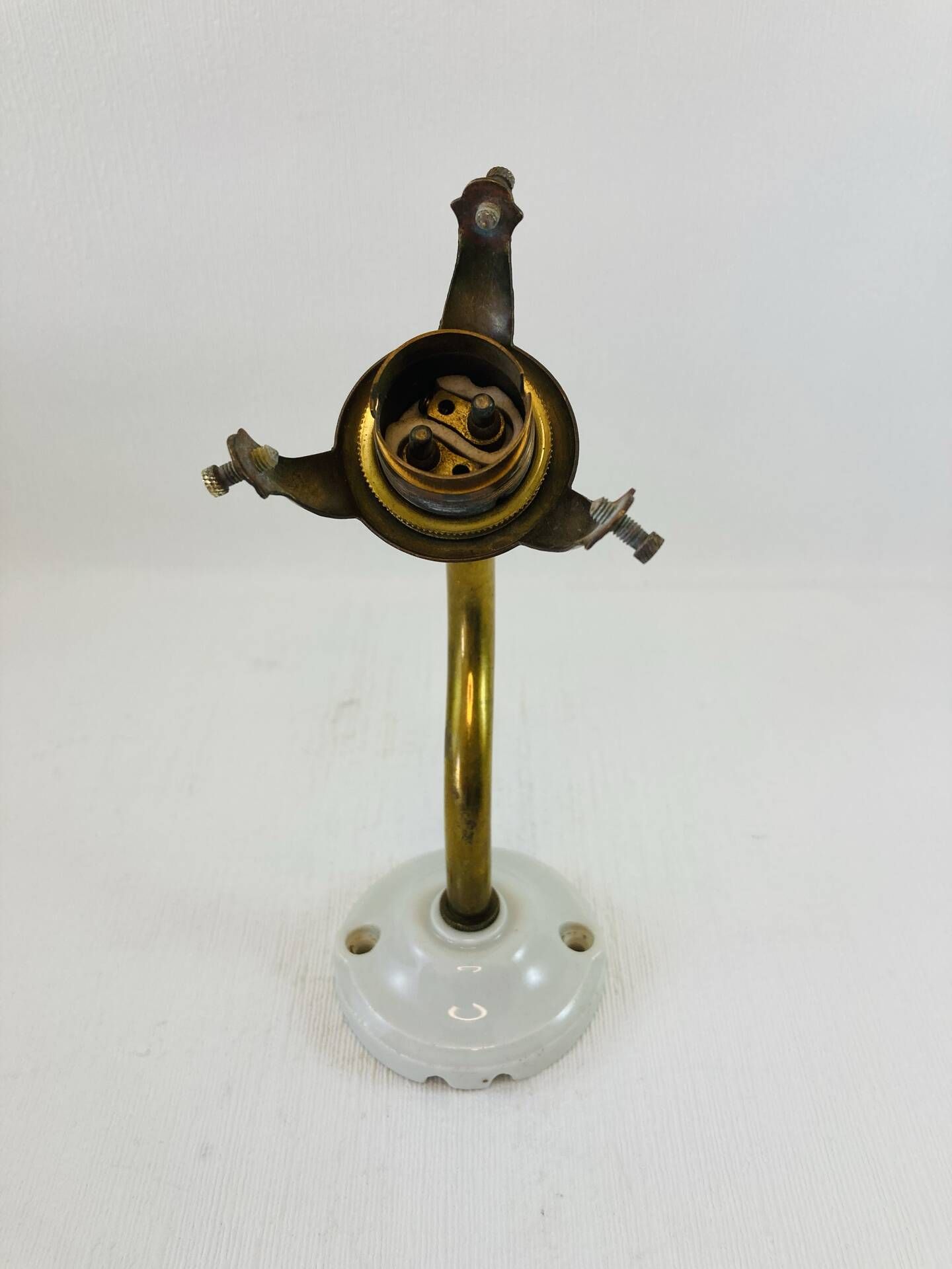 Antique wall lamp with swan neck + pleated green tulip - Art Deco