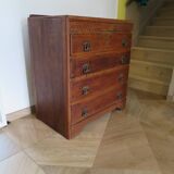 Art Deco chest of drawers with 4 drawers in oak, France 1930s-50s