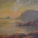 Tableau ancien bord de mer peinture marine HSP signé A. Raynal