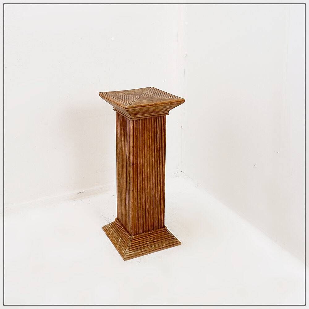Pedestal console in pencil reed in the style of Vivai del Sud - 1970s