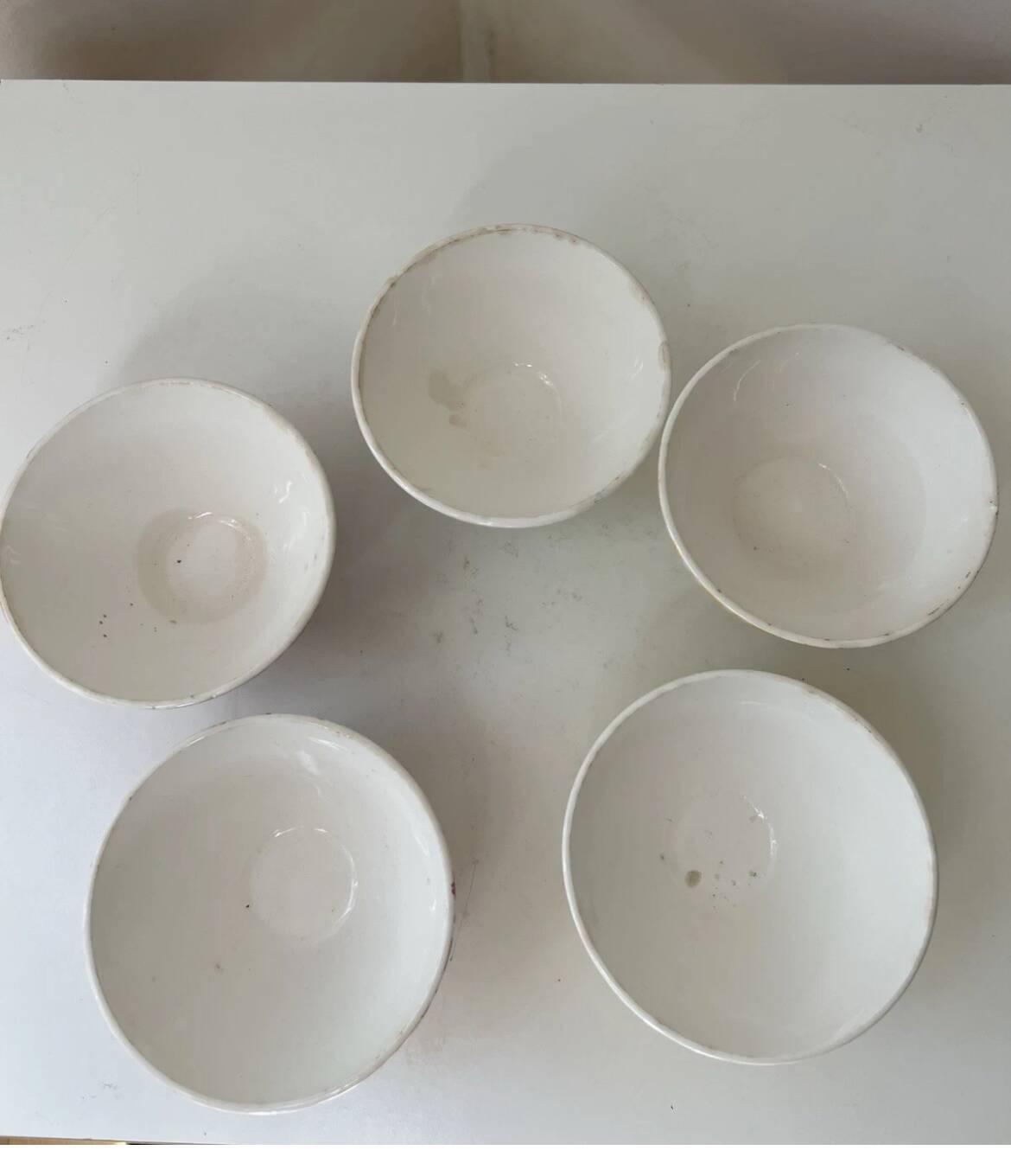 Set of 5 small striped bowls by Digoin France